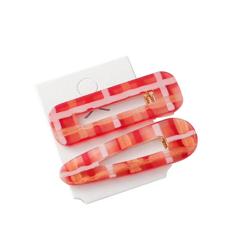 

Free shipping women acrylic plaid hairclips girl's hairpins snap clip lady's side clips hair accessories