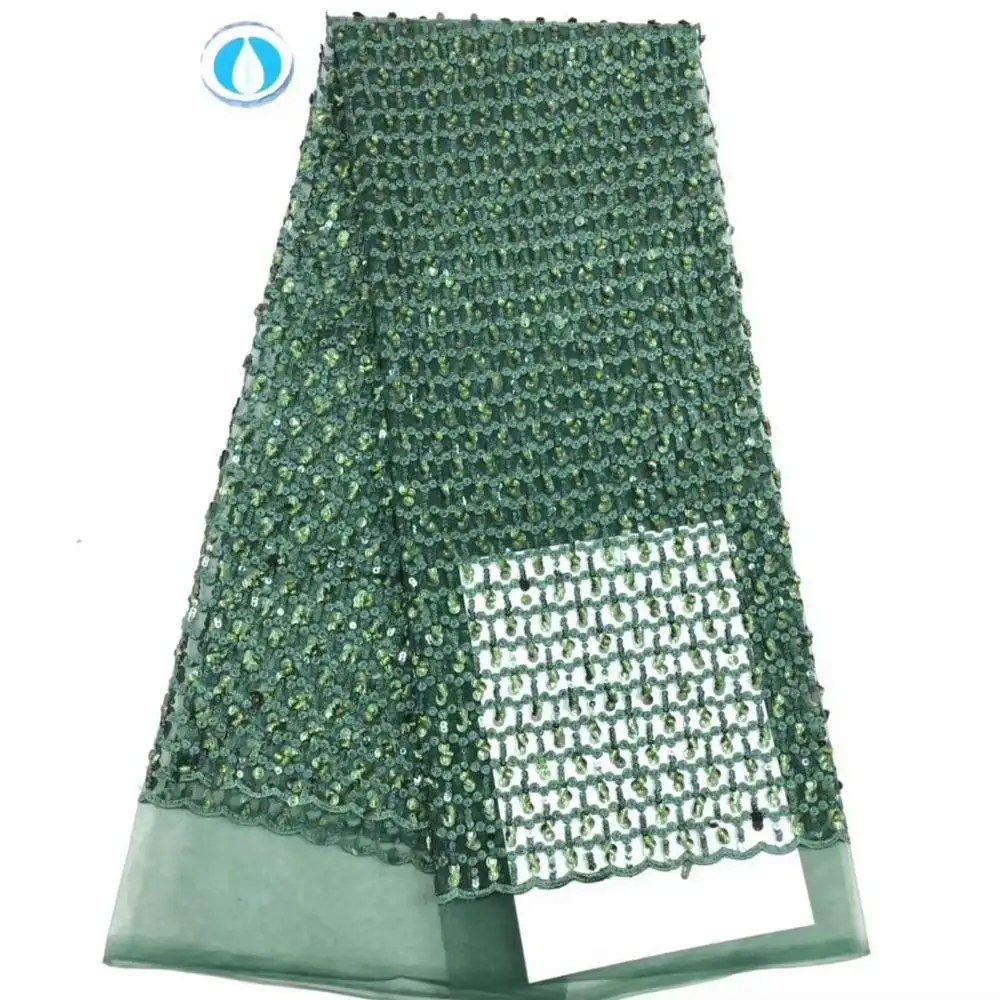 Зеленое Африканское парчовое кружево высокого качества жаккардовое нигерийское