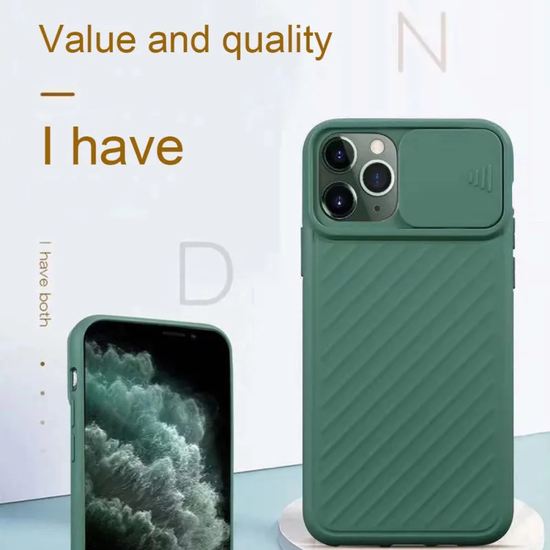 Противоударный чехол для телефона с защитной крышкой камеры однотонный Мягкий