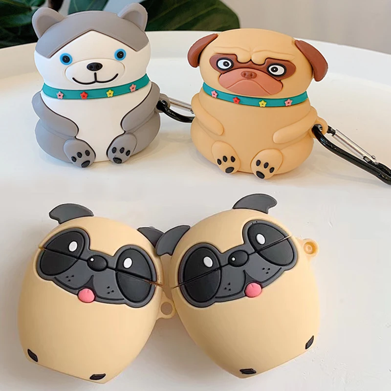 

For Apple AirPods Pro 3D Cute Cartoon Pug Puppy Shar Pei Husky Dog EarPods Case for Airpods 1 2 3 Wireless Earphone Cover Shell