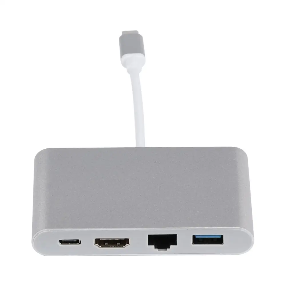 4 в 1 Тип USB C на HDMI 4K + Gigabit Ethernet (RJ45 Порты и разъёмы) 3 0 TypeC разъёмы с ножными