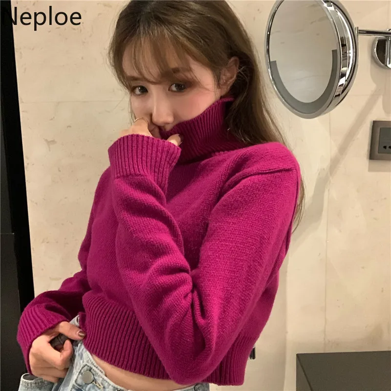 Neploe Turtleneck Pullover Long Sleeve Thicked Warm Sweater Sexy Hollow Out Lumber Shirt Pull Femme Autumn Winter Solid 48387 | Женская