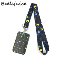 pacman cartoon game key lanyard car keychain id card pass gym mobile phone badge kids key ring holder jewelry decorations gifts