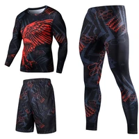 3 piece men tracksuits compression sport suits quick dry running sets clothes sports joggers training gym fitness sportswear