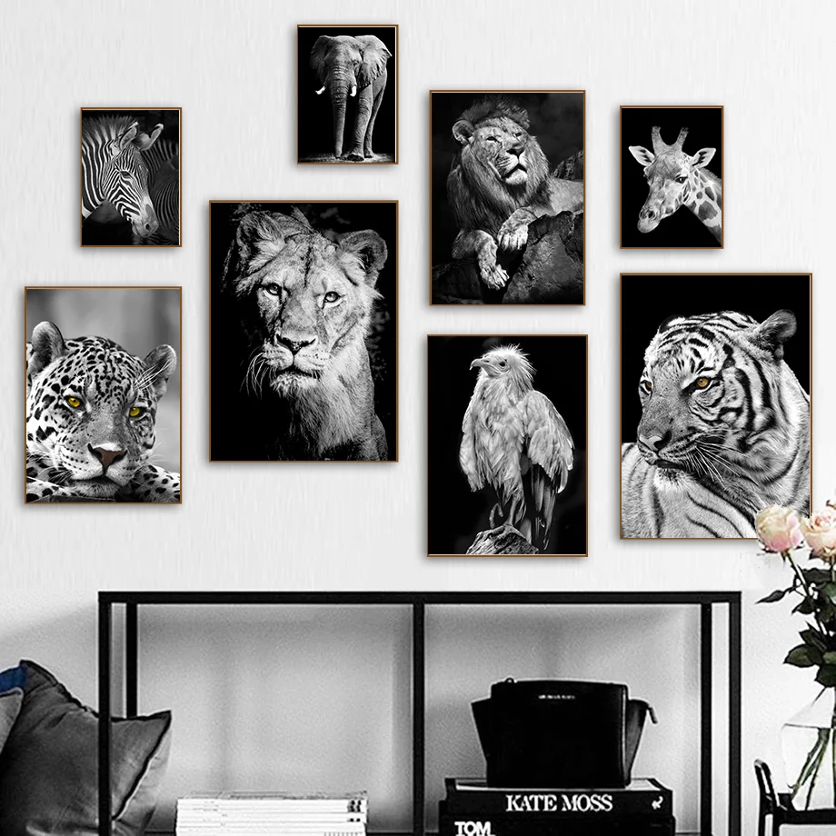 

Tiger Lion Elephant Leopard Giraffe Horse Wall Art Canvas Painting Nordic Posters And Prints Wall Pictures For Living Room Decor