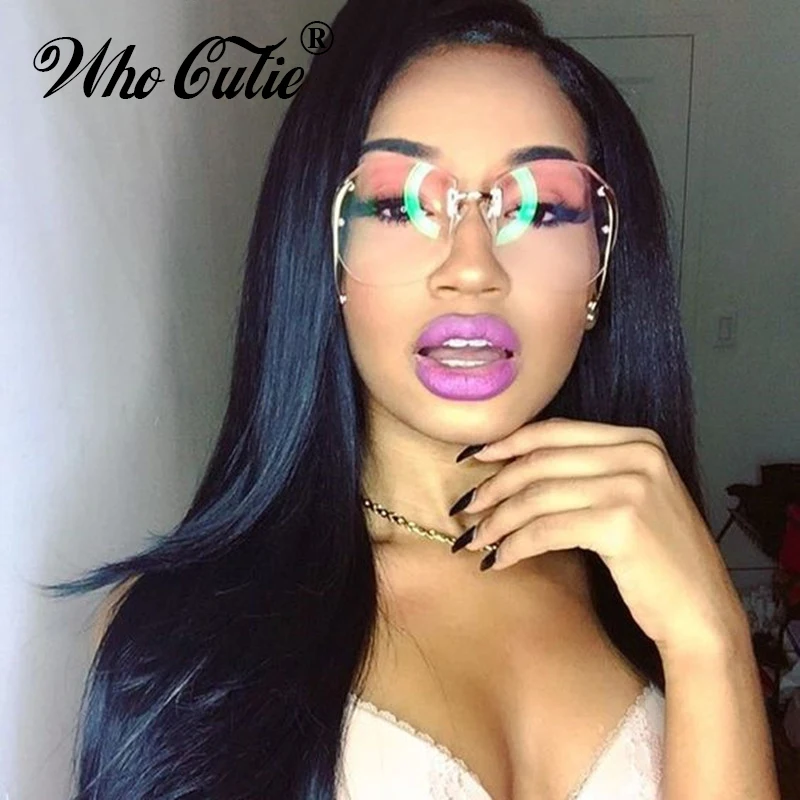 Модные уникальные солнцезащитные очки без оправы большие женские брендовые