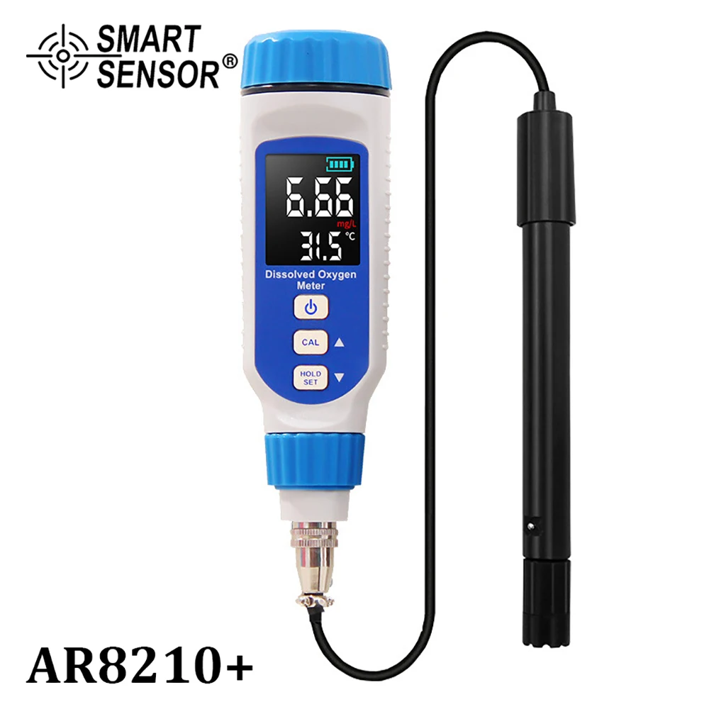 

SMART SENSOR Digital Dissolved Oxygen Detector Dissolved Oxygen Meter Portable Water Quality Tester Analyzer Color Screen AR8210