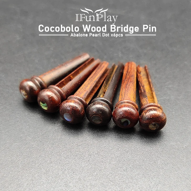 6 шт. чистые деревянные мостовые штифты Cocobolo для акустической гитары с красочной