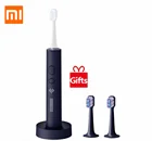 Новая звуковая электрическая зубная щетка Xiaomi Mijia T700 360  Беспроводная зарядка светодиодный экран IPX7 Водонепроницаемая со сменными насадками