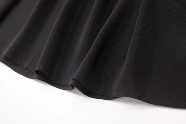 Женское длинное однотонное черное платье из 100% чистого шелка с круглым вырезом и