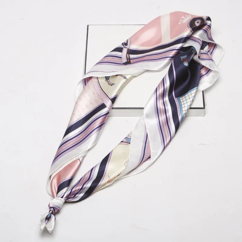 

2020 Fashion Kerchief Silk Satin Neck Scarf For Women Print Hijab Scarfs Female 90*90cm Square Shawls and Wraps Scarves For Lady
