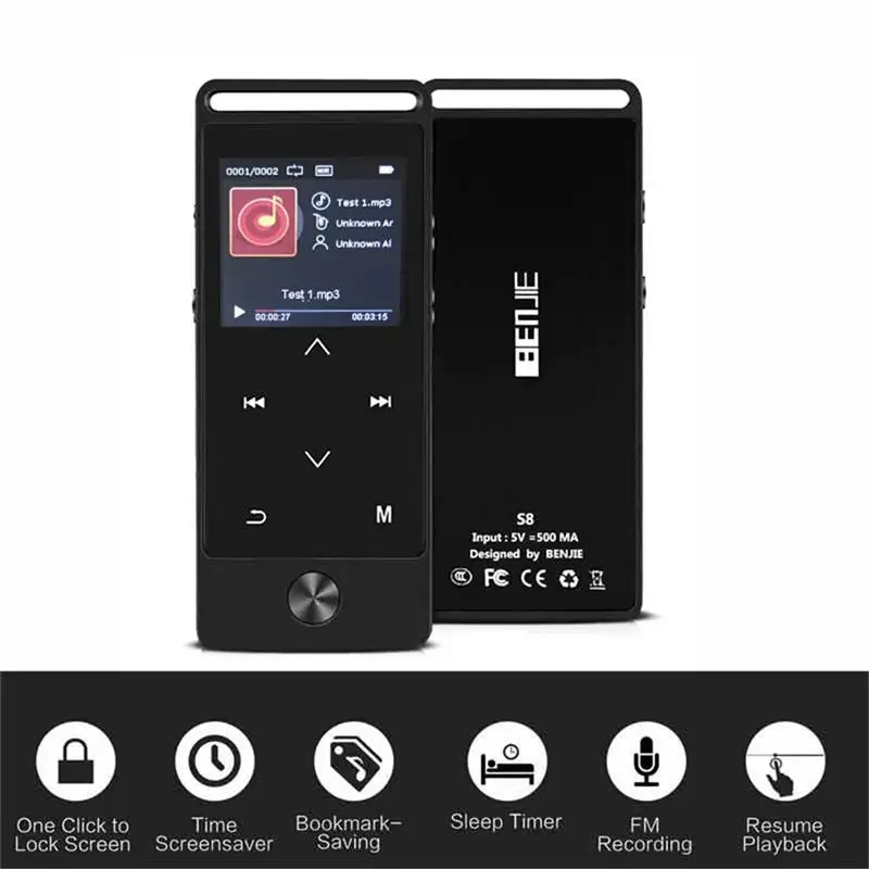 Новейший Benjie S8 Bluetooth MP3 плеер с сенсорным экраном портативный аудио 8 Гб