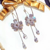 fashion women earrings 2020 elegant flower crystal rhinestones hoop earrings for women accessories jewelry wedding girl gift