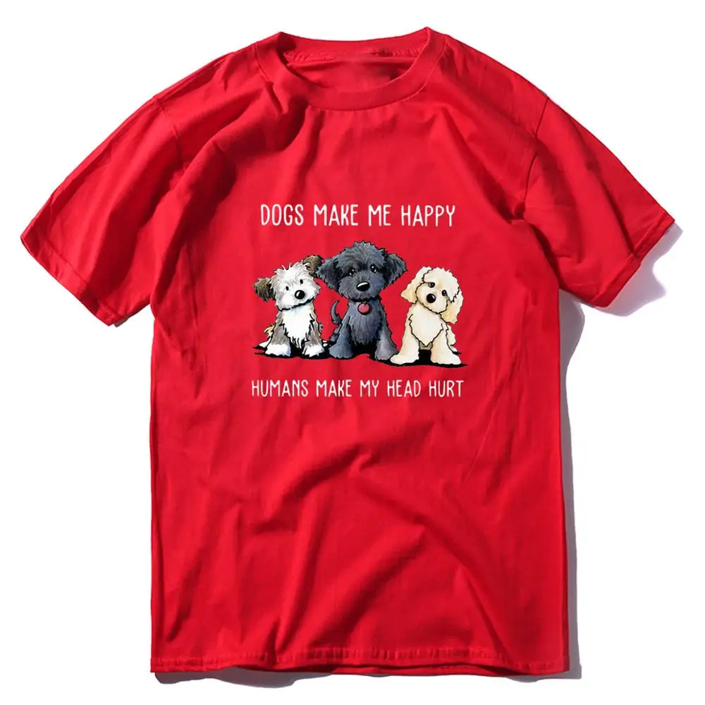 

2021 Summer Men's T-shirt Dogs Make Me Happy Humans Make My Head Hurt Animal Dog Print Casual Cotton High Quality Loose Men