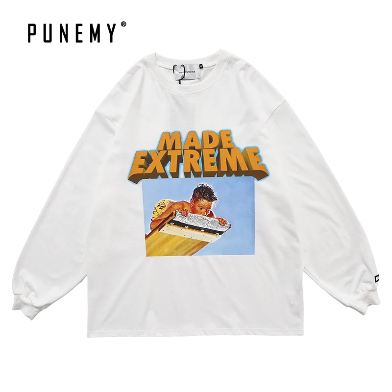 

Мужская футболка с длинным рукавом, из 100% хлопка, новая летняя уличная футболка в стиле хип-хоп с забавным принтом, топы, футболка унисекс в с...