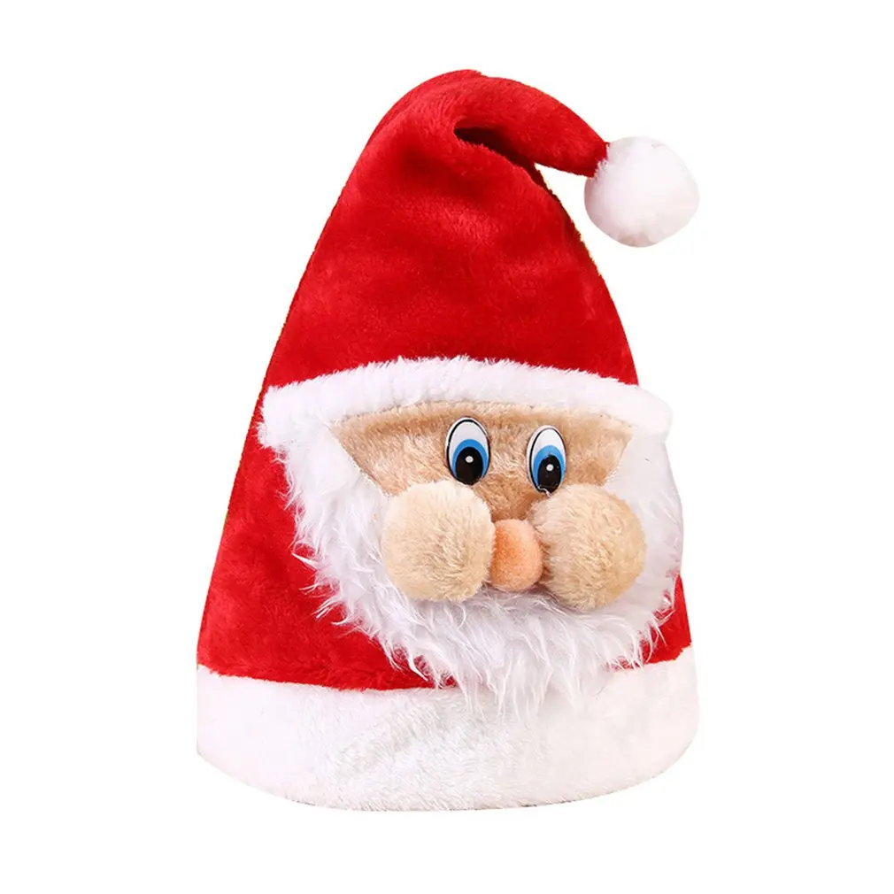 

1pcs Hot Santa LED Light Up Flashing Costume Party Red Hat Cap Kids Child Christmas Xmas Party Cute Cap New Year Gifts Decor