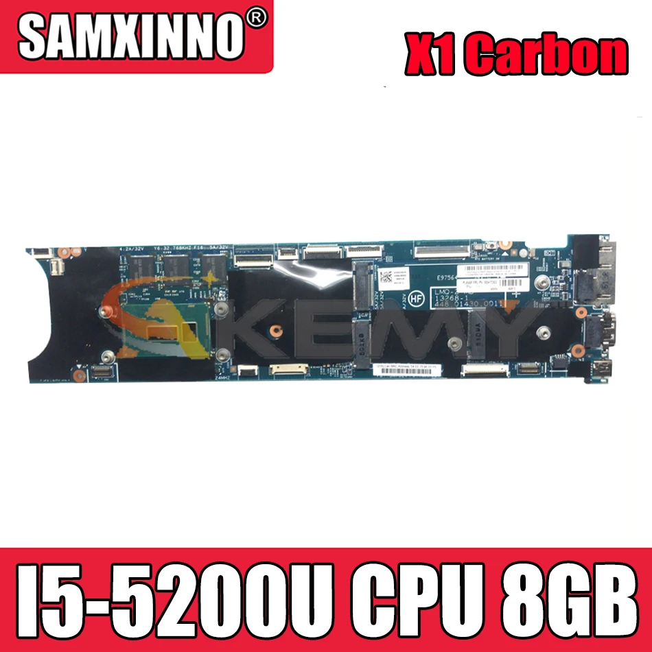 

Akemy 13268-1 448.01430.0011 для Lenovo Thinkpad X1 карбоновая материнская плата для ноутбука I5 5200U 8 Гб тестовая работа FRU 00HT353 00HT341