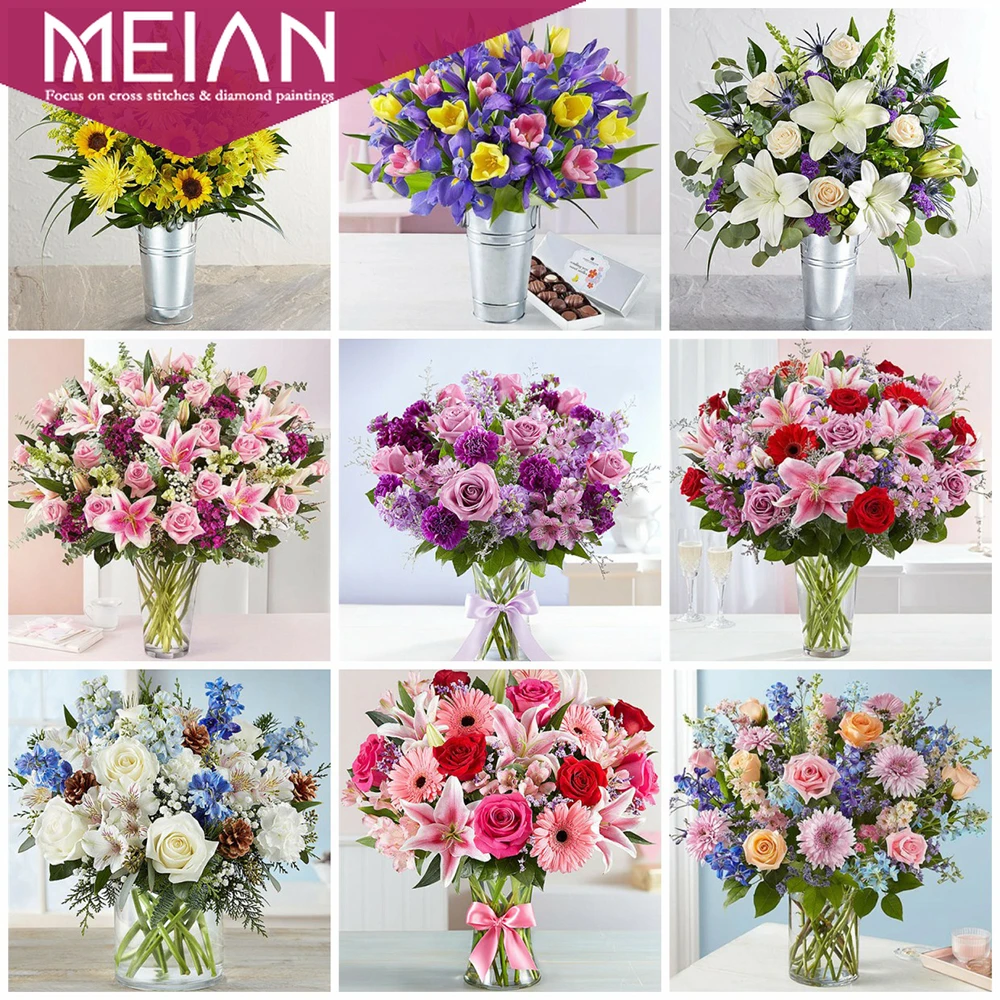 2020 Meian цветок Алмазная картина крестиком цветы алмазы мозаика картины Лилия