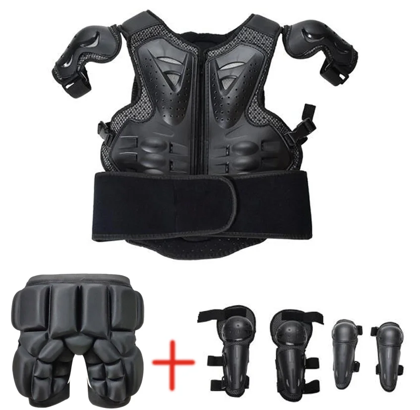 vest knee elbow hip Для детей ростом от 0,8 до 1,7 м, Детский жилет для мотокросса с защитой от Латки, детский жилет для катания на коньках, скутер, наколенник для мальчиков - Цвет: vest knee elbow hip