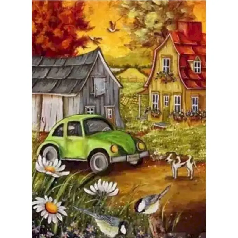

GATYZTORY Frame House DIY Painting By Numbers Landscape Handpainted Oil Painting Modern Home Wall Art Canvas Painting Art
