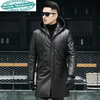 down mens jacket winter coat men clothing real cow leather jackets thick clothes hooded windbreaker ropa hombre lxr543