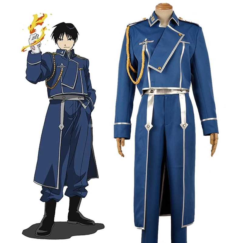 

Anime Fullmetal Alchemist Roy Mustang Cosplay Costume Halloween Cos Clothing Unisex Men Women Military Uniform Set