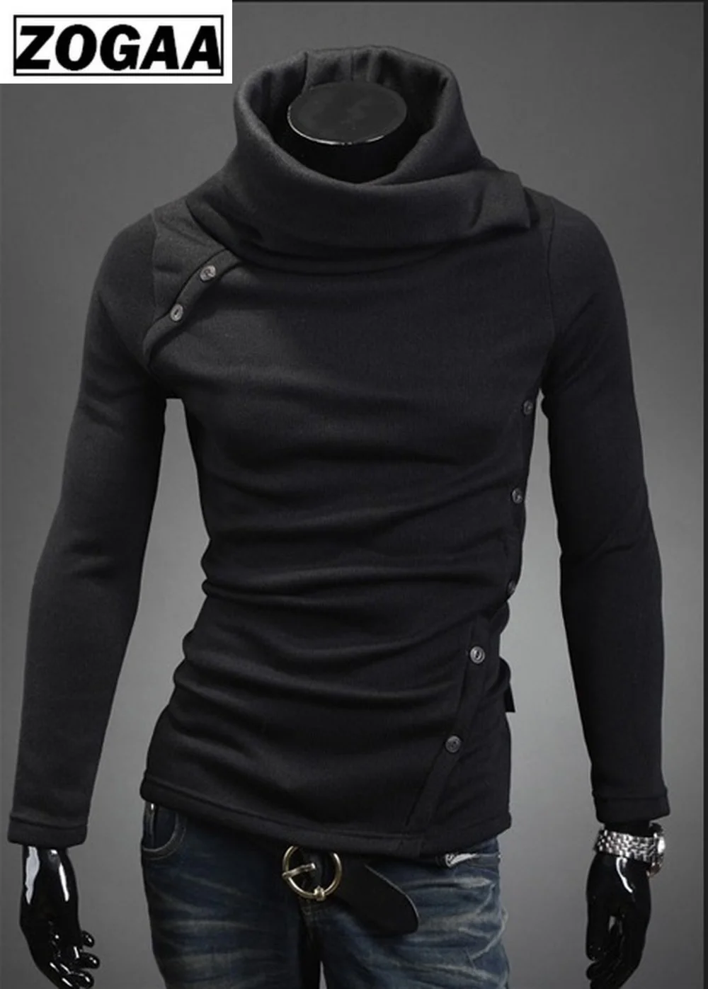 ZOGAA мужской свитер с высоким воротом Рождественский хлопковый Мужской Зимний