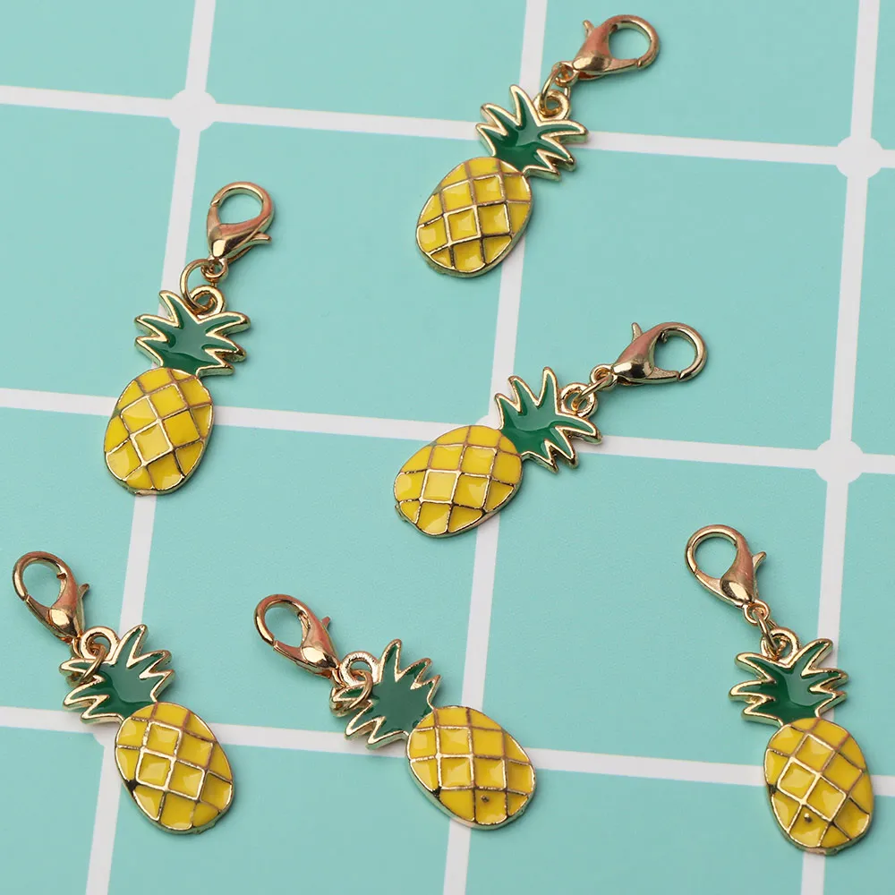 Креативные брелоки из сплава с ананасами и фруктами тропическими кольцо для