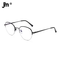 jm round blue light glasses men women semi rimless anti blue ray computer fake clear glasses