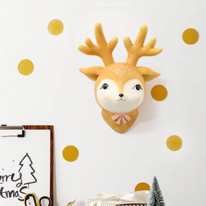 Детская комната с головой животного оленя украшение стены для детской комнаты