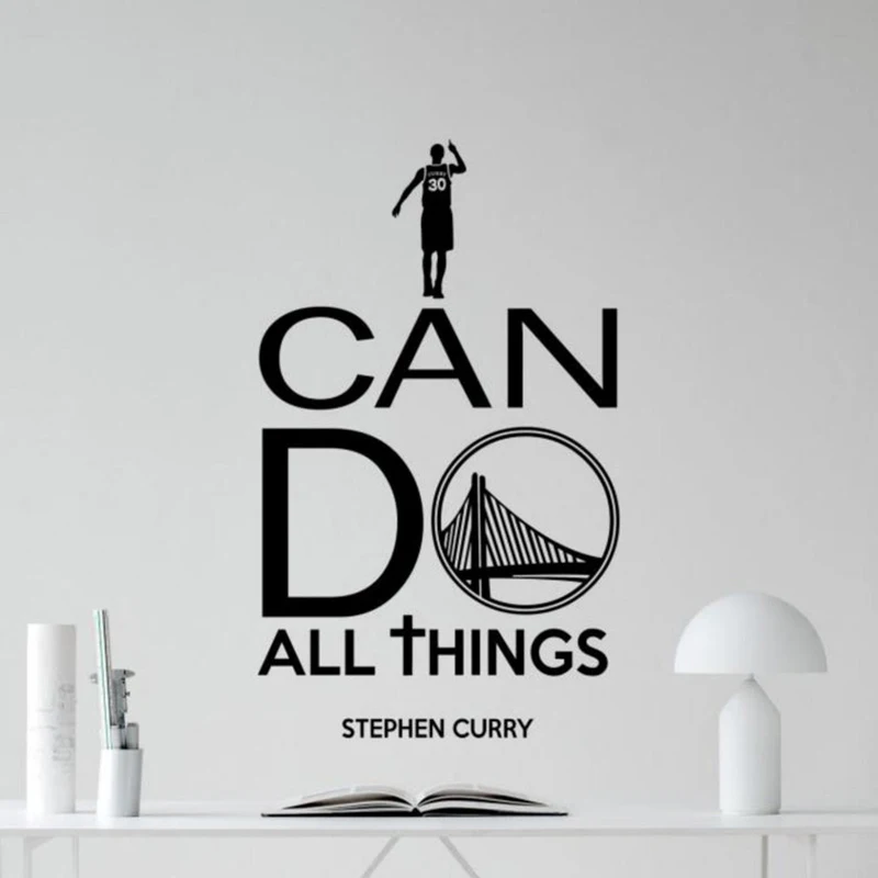 I Can Do All Things Wall Decal Sign Stephen Curry Quote Vinyl Sticker Basketball Poster Gym  Sport Motivational Wall A13-047