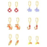 viny earrings for women 925 sterling silver ocean prawn crab octopus lemon surfboard earrings hoops pendientes fine jewelry