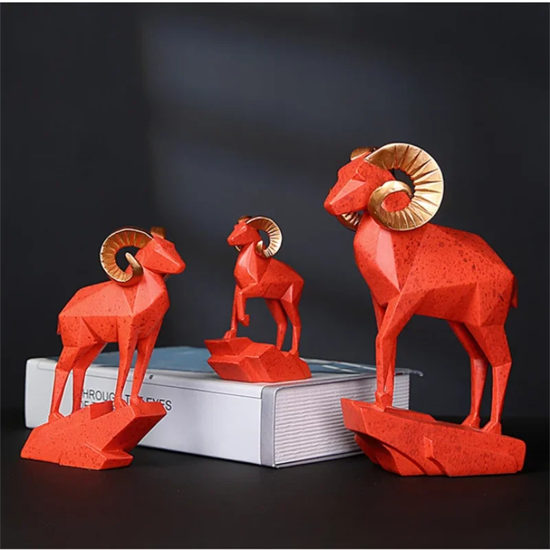 

Nordic Creative Geometric Sheep Resin Accessories Bookcase Store Home Furnishing Crafts Livingroom Table Animal Sculpture Decor