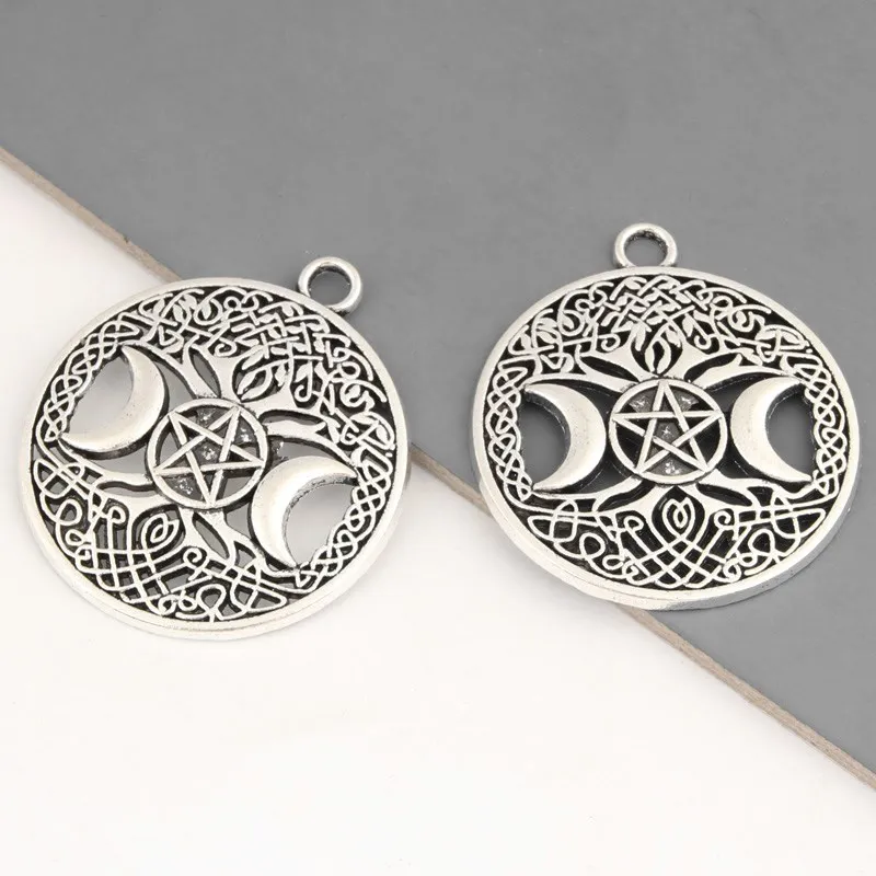 5 шт покрытые серебром Цвет подвеска Триединая Богиня Луны Подвески Wicca