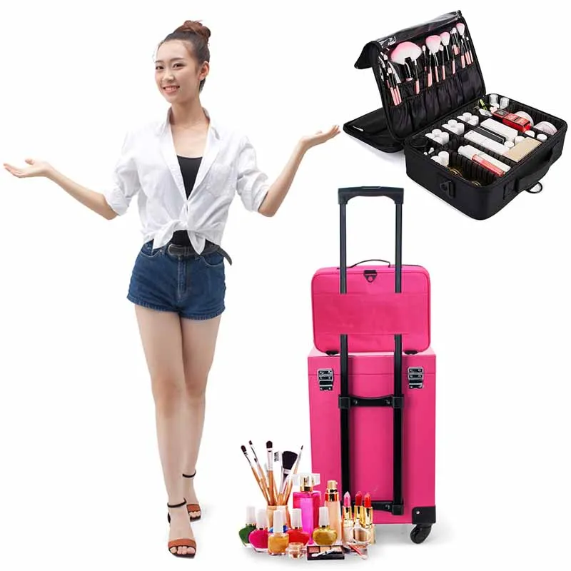 

The latest large-capacity beautician storage box segmented cosmetic case travel waterproof nail tattoo makeup bag