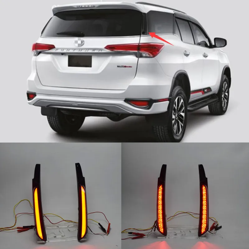

2PCS LED Rear Pillar Lamp For Toyota Fortuner 2015 2016 2017 2018 Bumper Light Exalted Brake Light Reflector Warning Light