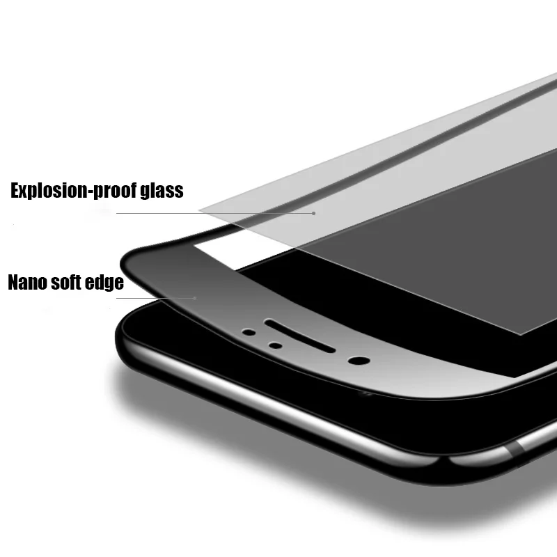 Защитное стекло с полным покрытием для iPhone 6 6s 7 8 Plus пленка мягкими краями