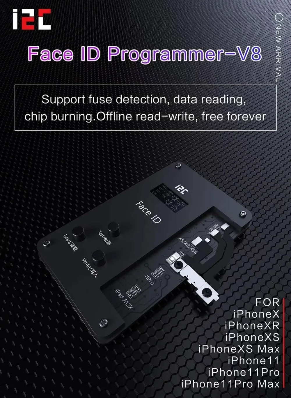 

MasterXu i2C Dot Matrix Cable Dot Projector Flex Programmer For iPhone X XS XS MAX XR 11 12Face ID Data Read Write Replacement