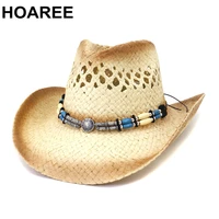 hoaree cowboy hat panama straw handmade women hat men summer beach wide brim sun hats sombreros de mujer