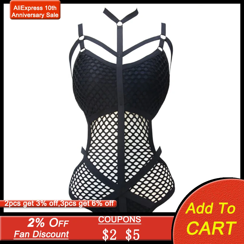 Rosetic женский черный прозрачный вязаный сетчатый сексуальный купальник цельный