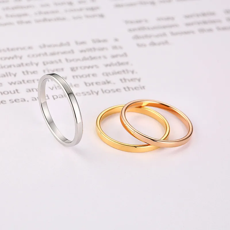 Модное простое кольцо Modyle 2022 высокое качество 2 мм золотистое розовое