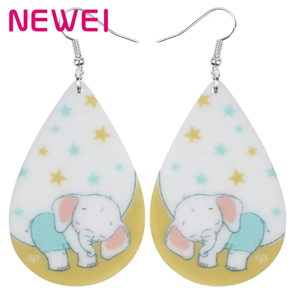 Newei акриловый каплевидный аниме слон икры серьги животных Висячие ювелирные