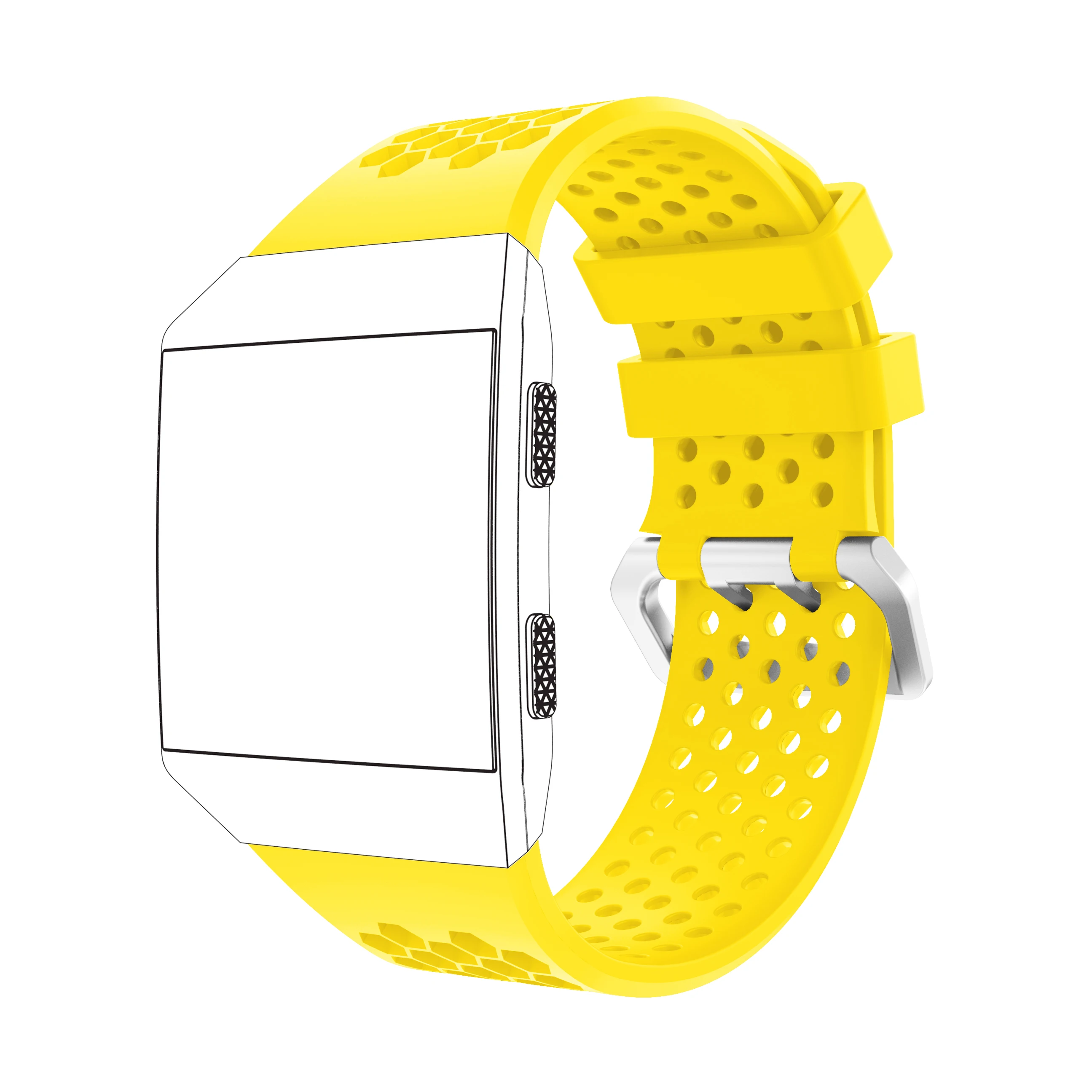 Yayuu совместимый для Fitbit Ionic Смарт-часы мягкий силиконовый ремешок регулируемый ремешок для часов замена спортивный дышащий ремешок - Цвет: Yellow