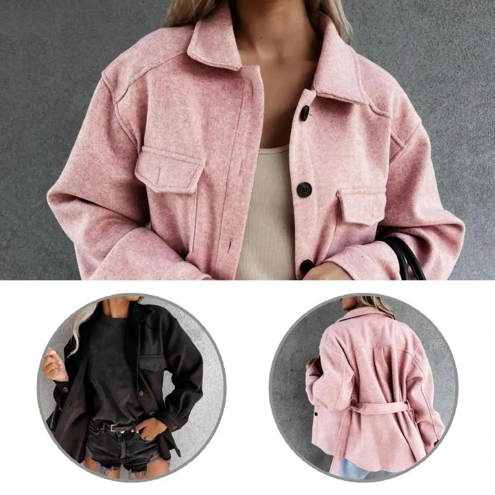 

Thick Great Single-breasted Winter Jacket Vintage Autumn Coat Pockets for Work