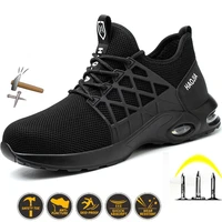 mens outdoor safety boot breathable mesh steel toe anti smashing safety shoes mens light puncture proof comfortable work shoes