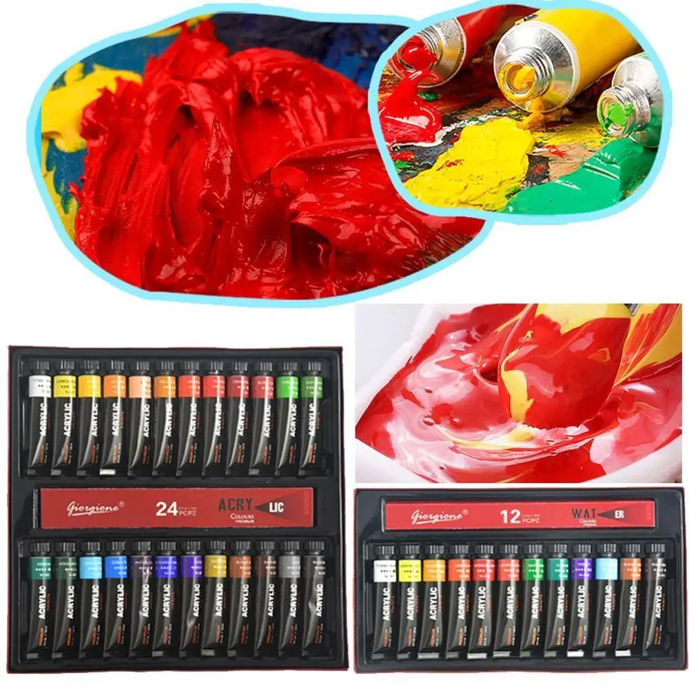 

12/24 Colors Professional Acrylic Paints 15ml Tubes Wall Hand-Painted For Artist Paint DIY Painting Pigment Drawing G5S4