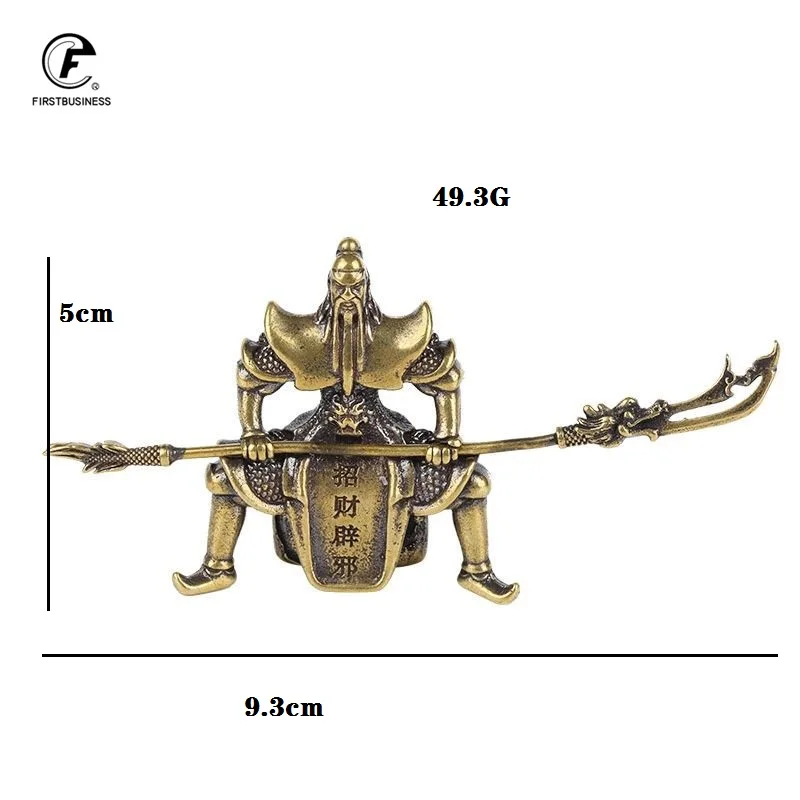 Латунный китайский бог богатства верхом на лошади статуя Гуань Гун аксессуары