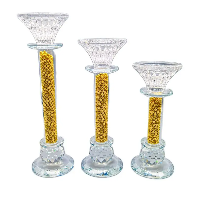 Золотистый жемчужный Хрустальный подсвечник стеклянный изысканный