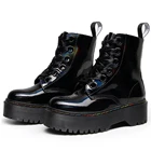 Женские ботинки на платформе, новинка 2021, зимняя женская обувь на толстой подошве, яркие кожаные ботинки на плоской подошве, женские ботинки