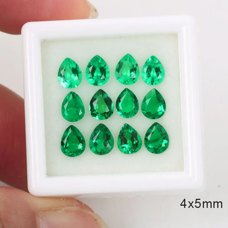 VVS маленький Изумрудный зеленый драгоценный камень в форме груши для лаборатории